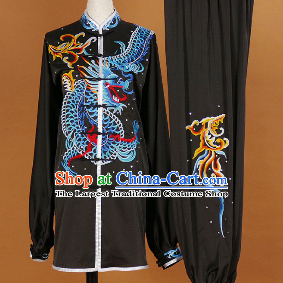 Male Martial Arts Suits Kung Fu Dress Tai Ji Suits Stage Performance Competition Full Set