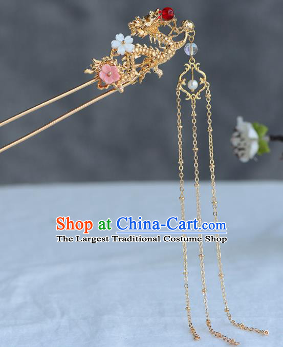 Chinese Ancient Tang Dynasty Princess Golden Dragon Hair Clip Hairpins Traditional Hanfu Court Hair Accessories for Women