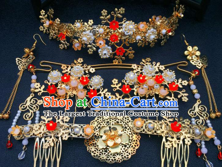 Chinese Ancient Ming Dynasty Princess Hair Combs Hairpins Traditional Hanfu Court Hair Accessories for Women