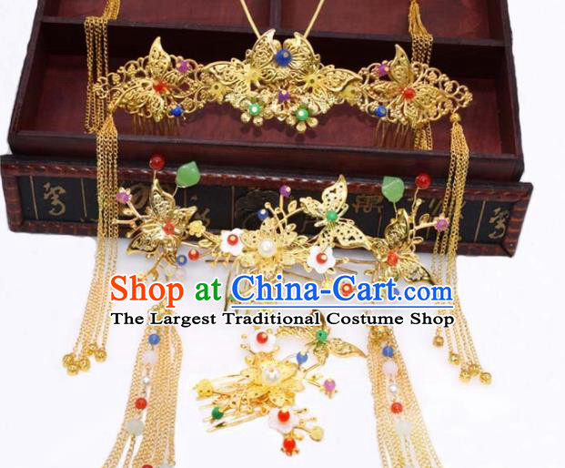 Chinese Ancient Tang Dynasty Bride Phoenix Coronet Hairpins Traditional Hanfu Court Princess Hair Accessories for Women
