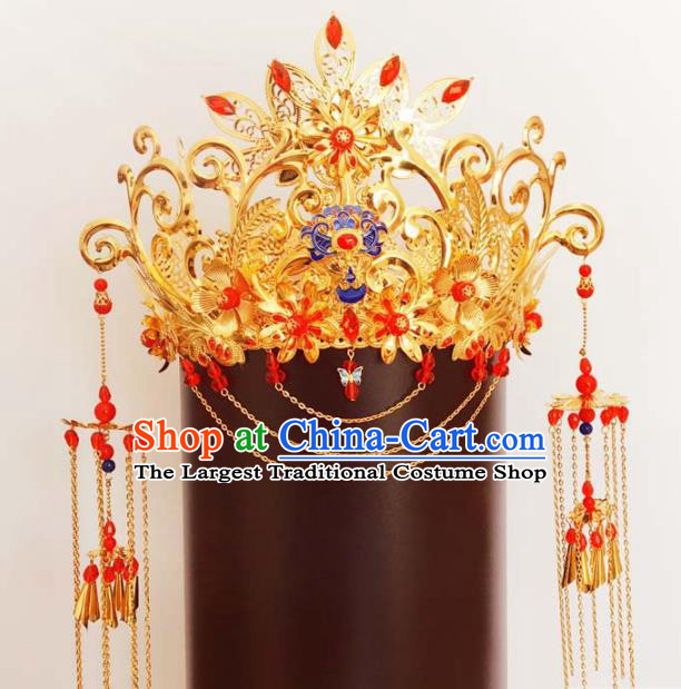 Chinese Ancient Tang Dynasty Phoenix Coronet Hairpins Traditional Hanfu Court Princess Hair Accessories for Women