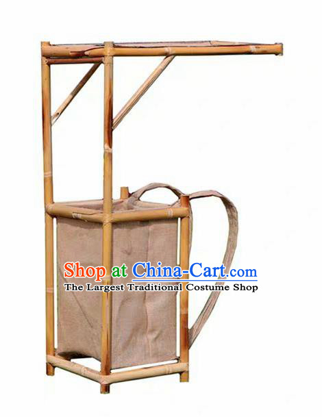 Chinese Traditional Handmade Bamboo Ware Bookcase Ancient Drama Scholar Bamboo Pack Basket