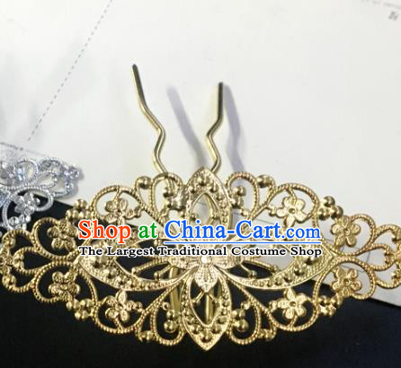 Chinese Ancient Tang Dynasty Princess Golden Hair Clip Hairpins Traditional Hanfu Court Hair Accessories for Women