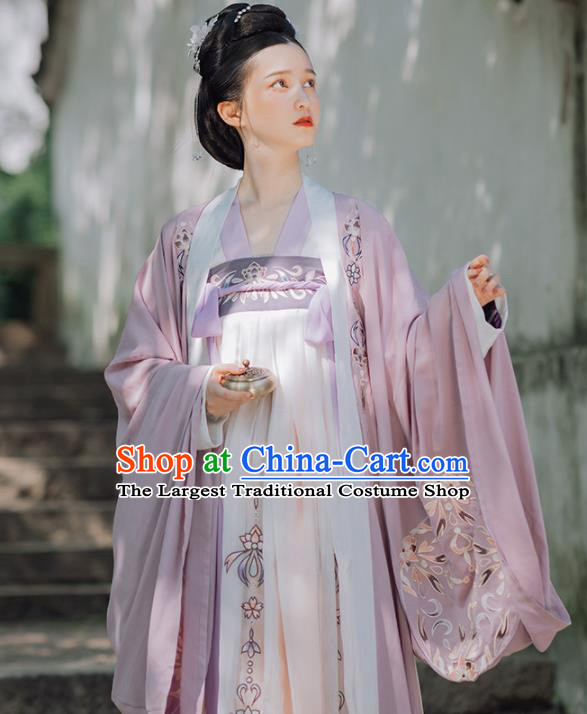 Traditional Chinese Tang Dynasty Imperial Concubine Replica Costumes Ancient Court Princess Purple Hanfu Dress for Women