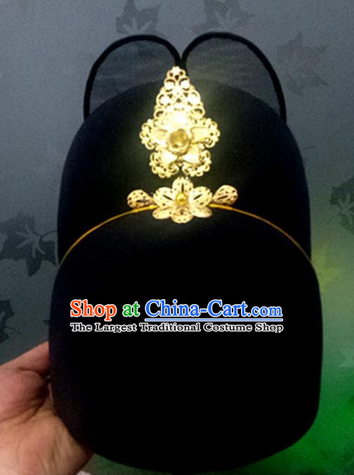 Chinese Traditional Handmade Ming Dynasty Officer Black Hat Ancient Drama Bridegroom Headwear for Men