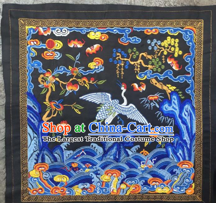 Chinese Traditional Embroidery Cloth Accessories National Embroidered Crane Bat Dress Patch