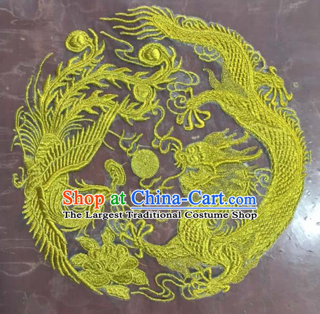 Chinese Traditional Embroidery Cloth Accessories National Embroidered Dragon Phoenix Dress Patch