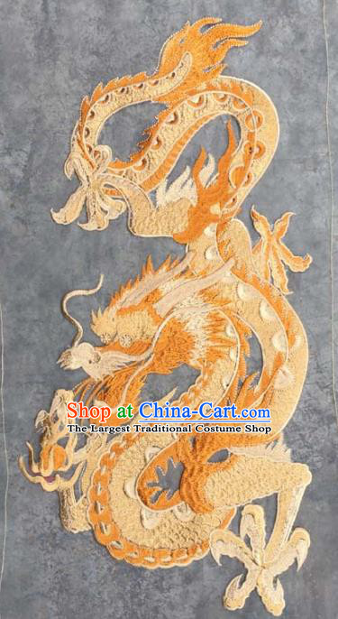 Chinese Traditional Embroidery Cloth Accessories National Embroidered Yellow Dragon Dress Patch