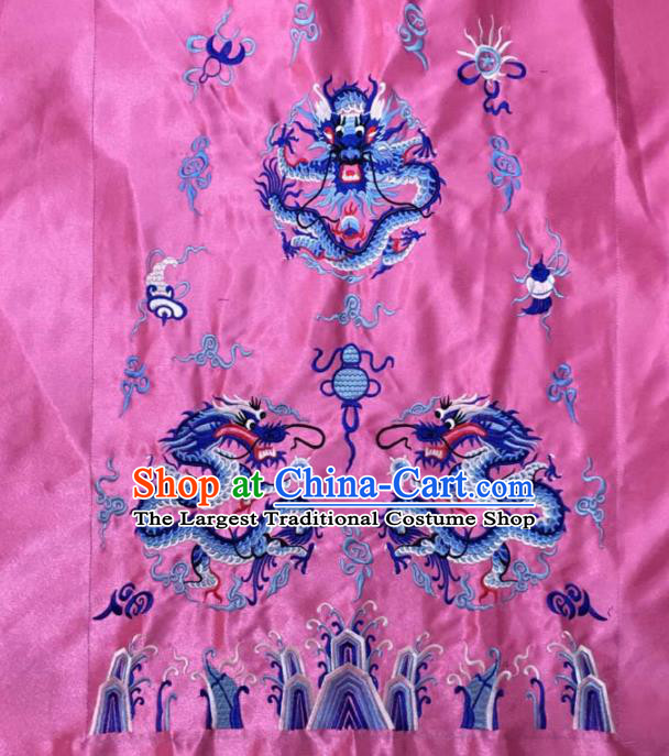 Chinese Traditional National Embroidered Dragons Pink Dress Patch Embroidery Cloth Accessories