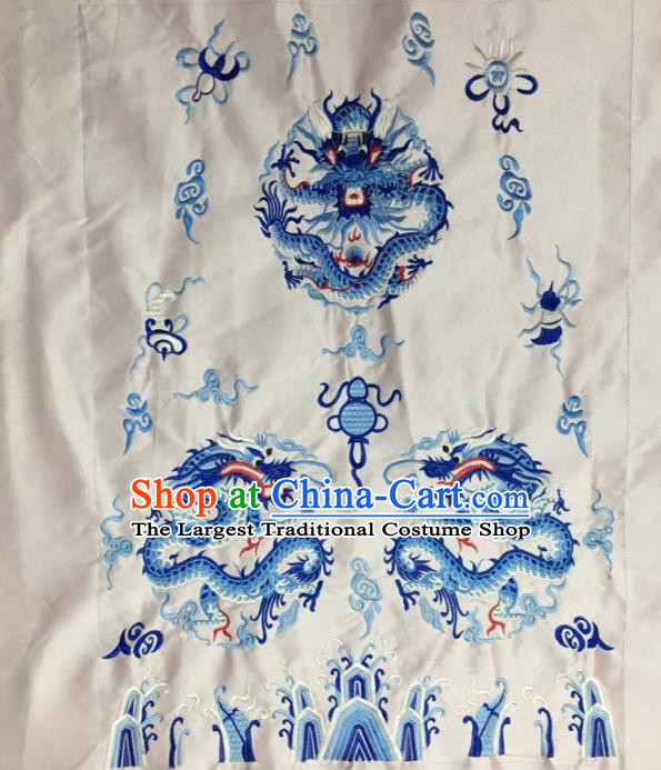 Chinese Traditional National Embroidered Dragons White Dress Patch Embroidery Cloth Accessories