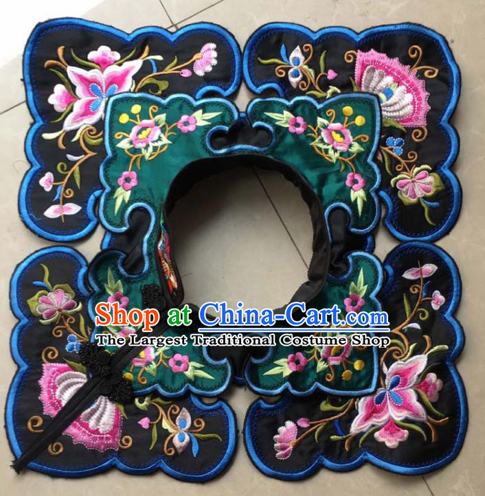 Chinese Traditional Embroidery Butterfly Black Shoulder Accessories National Embroidered Cloud Patch