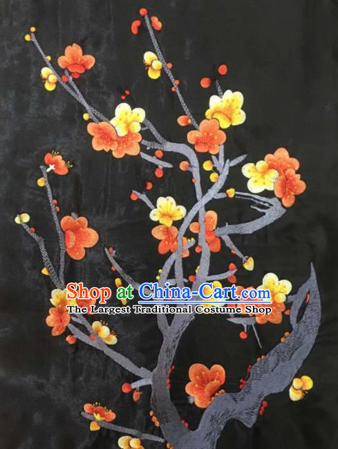 Chinese Traditional National Embroidered Plum Blossom Black Applique Dress Patch Embroidery Cloth Accessories