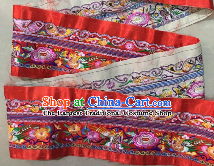 Chinese Traditional National Embroidered Peony Birds Red Applique Dress Patch Embroidery Cloth Accessories