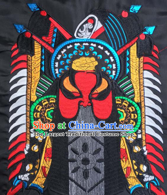 Chinese Traditional National Embroidered Beijing Opera Zhang Fei Facial Masks Applique Dress Patch Embroidery Cloth Accessories