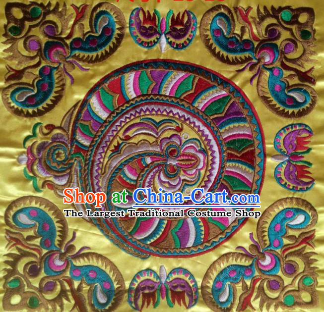 Chinese Traditional National Embroidered Dragon Butterfly Yellow Applique Dress Patch Embroidery Cloth Accessories
