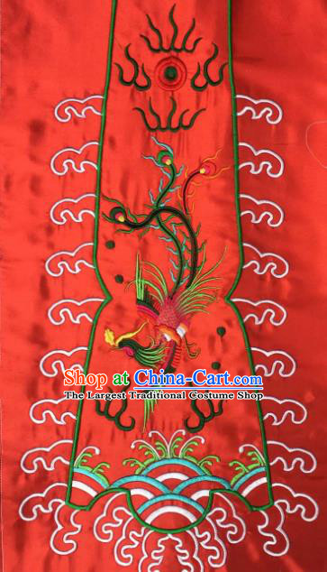 Chinese Traditional Embroidered Phoenix Red Applique National Dress Patch Embroidery Cloth Accessories