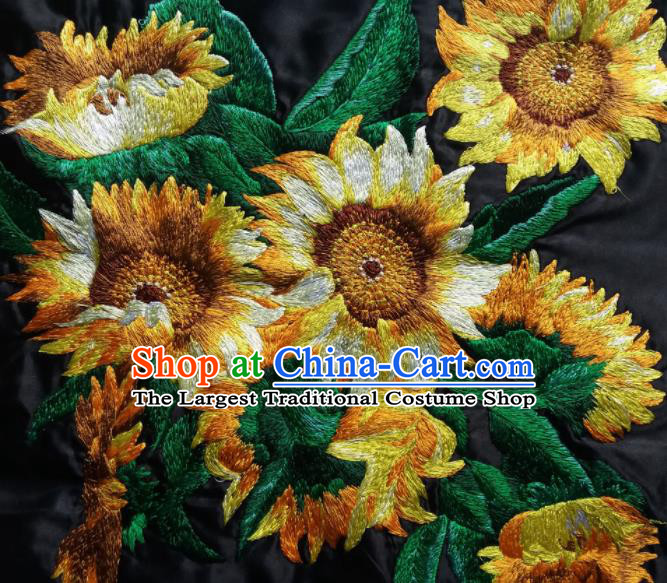 Chinese Traditional Embroidered Sunflowers Applique National Dress Patch Embroidery Cloth Accessories