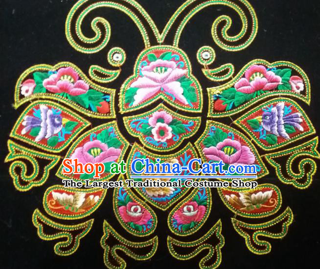 Chinese Traditional Embroidered Frog Butterfly Applique National Dress Patch Embroidery Cloth Accessories