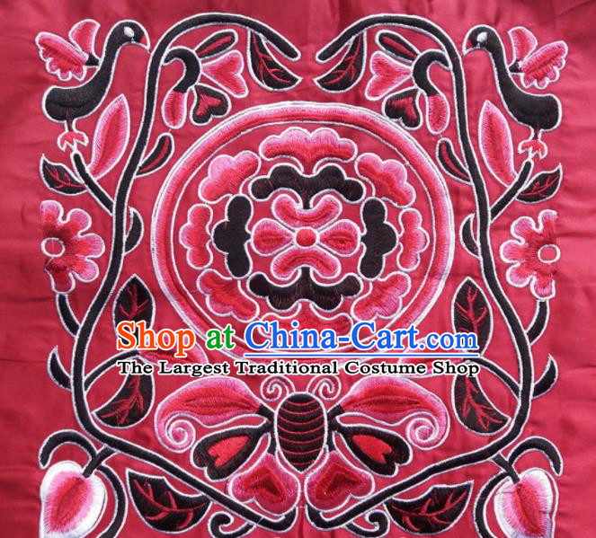 Chinese Traditional Embroidered Butterfly Flowers Red Applique National Dress Patch Embroidery Cloth Accessories