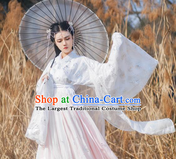 Traditional Chinese Jin Dynasty Princess Pink Hanfu Dress Ancient Court Lady Historical Costumes for Women