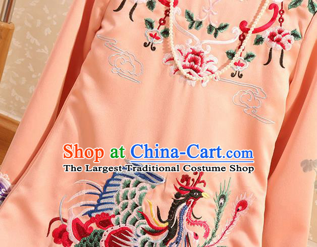 Traditional Chinese National Embroidered Phoenix Light Pink Qipao Dress Tang Suit Cheongsam Costume for Women
