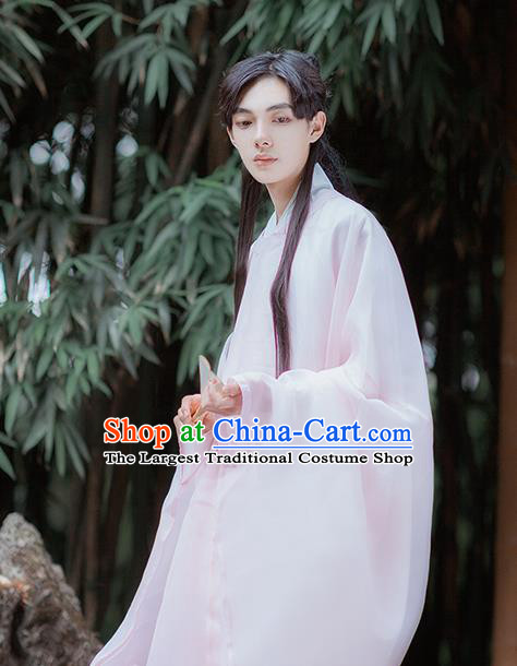 Traditional Chinese Ming Dynasty Nobility Childe Pink Robe Ancient Scholar Historical Costumes for Men
