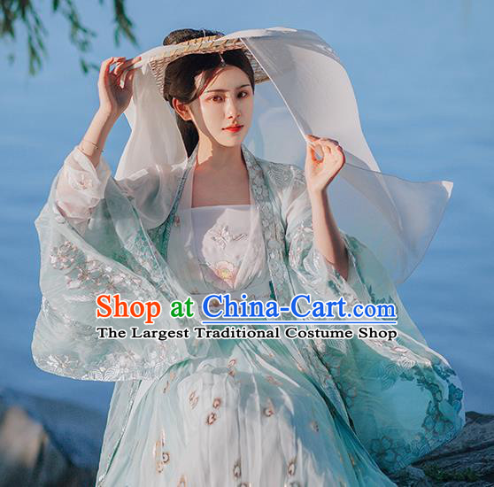 Traditional Chinese Tang Dynasty Nobility Lady Green Hanfu Dress Ancient Royal Princess Historical Costumes for Women