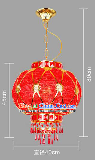 Chinese Traditional New Year Red Round Palace Lantern Handmade Hanging Lantern Asian Ceiling Lanterns Ancient Lamp