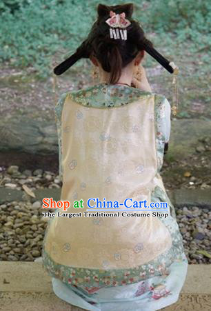 Chinese Traditional Qing Dynasty Embroidered Beige Vest National Costume Tang Suit Waistcoat for Women