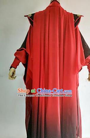 Chinese Traditional Cosplay Crown Prince Red Costume Ancient Taoist Swordsman Hanfu Clothing for Men