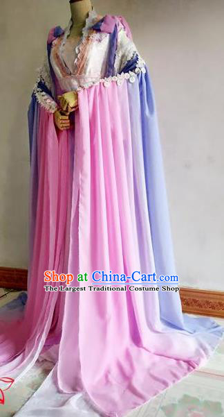 Chinese Traditional Cosplay Goddess Princess Pink Costume Ancient Imperial Consort Hanfu Dress for Women