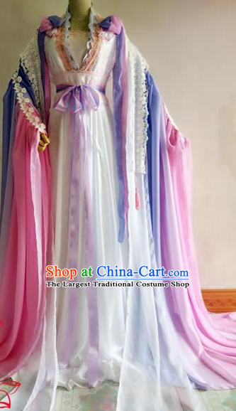 Chinese Traditional Cosplay Goddess Princess Pink Costume Ancient Imperial Consort Hanfu Dress for Women