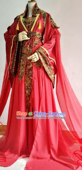 Chinese Traditional Cosplay Court Queen Red Costume Ancient Imperial Empress Hanfu Dress for Women