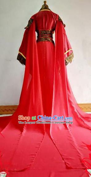 Chinese Traditional Cosplay Court Queen Red Costume Ancient Imperial Empress Hanfu Dress for Women