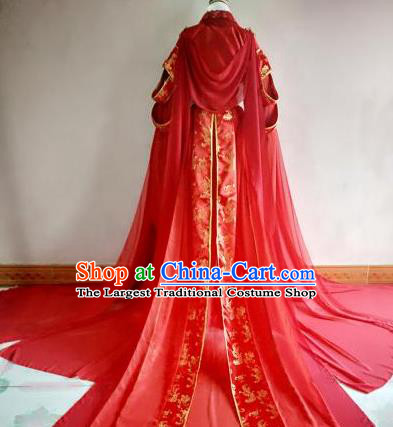 Chinese Traditional Cosplay Court Queen Wedding Costume Ancient Imperial Empress Red Hanfu Dress for Women