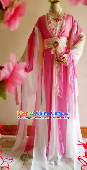 Chinese Traditional Cosplay Court Maid Pink Costume Ancient Palace Lady Hanfu Dress for Women