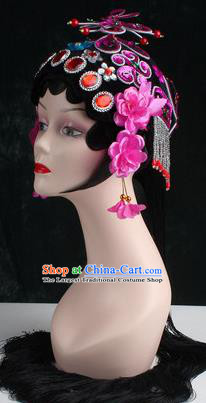 Chinese Traditional Beijing Opera Diva Purple Flower Head Ornaments Hair Accessories for Women