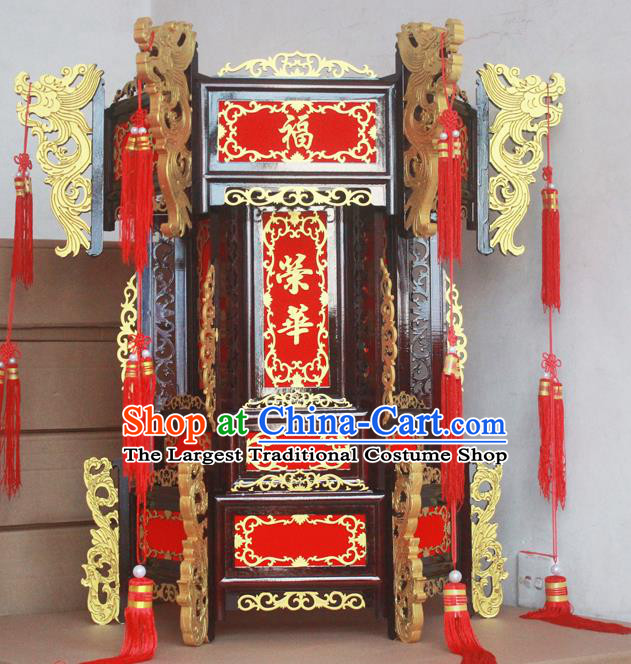 Chinese Traditional New Year Ebony Carving Red Palace Lantern Asian Handmade Lantern Ancient Lamp