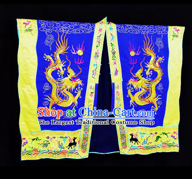 Chinese Traditional Taoism Costume Ancient Taoist Priest Cassocks Embroidered Dragon Royalblue Vestment