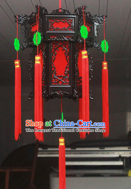 Chinese Traditional Handmade Red Tassel Plastic Palace Lantern Asian New Year Lantern Ancient Ceiling Lamp