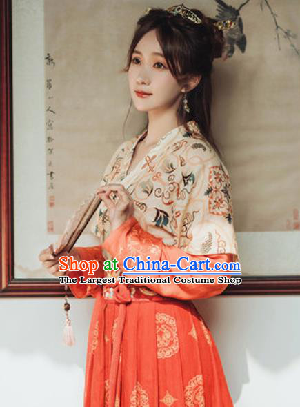 Traditional Chinese Tang Dynasty Female Civilian Hanfu Dress Ancient Young Lady Historical Costumes for Women