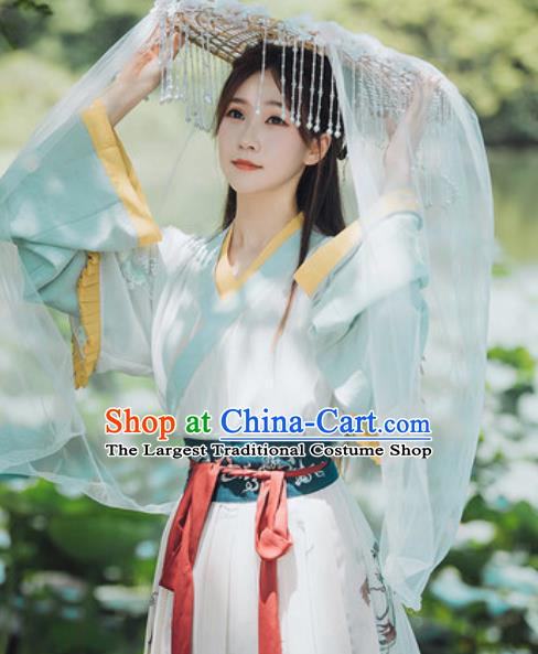Traditional Chinese Jin Dynasty Royal Princess Hanfu Dress Ancient Goddess Water Historical Costumes for Women