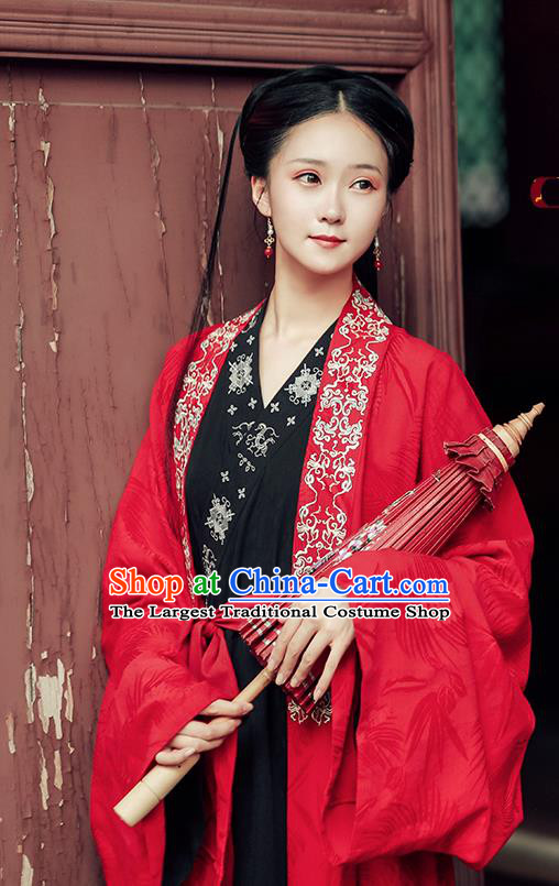 Traditional Chinese Song Dynasty Nobility Lady Red Hanfu Dress Ancient Royal Princess Historical Costumes for Women