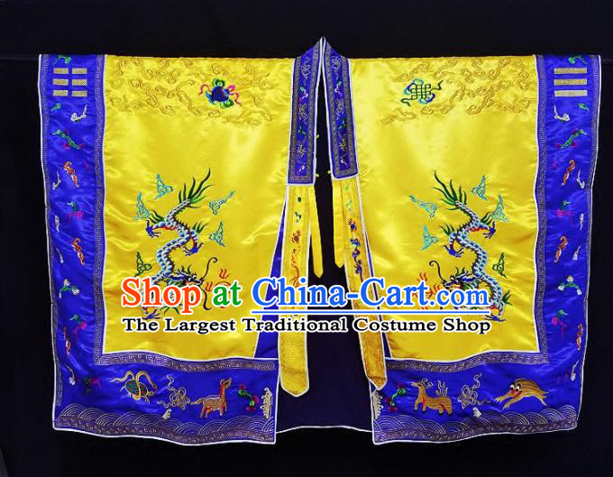 Chinese Ancient Taoist Priest Embroidered Dragons Phoenix Golden Cassocks Traditional Taoism Vestment Costume