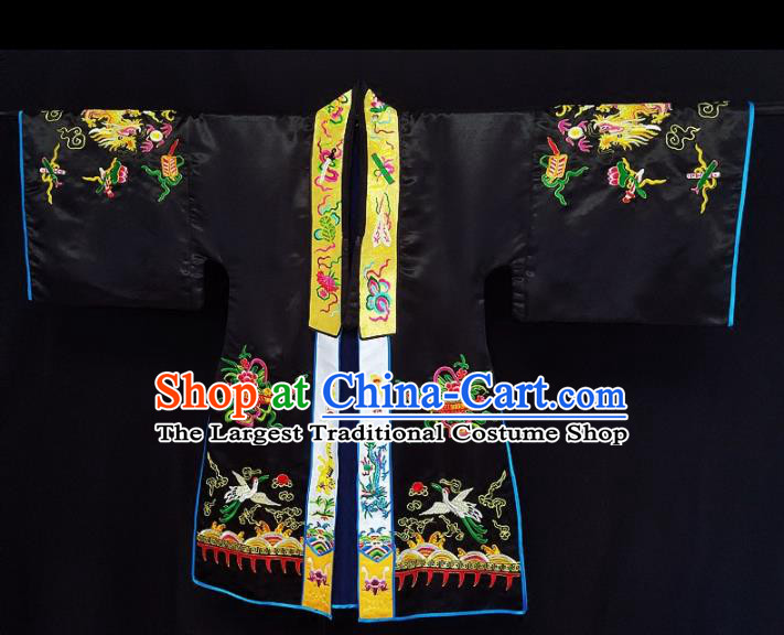 Chinese Ancient Taoist Priest Embroidered Dragon Black Cassocks Traditional Taoism Vestment Costume