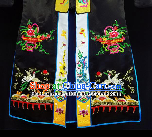 Chinese Ancient Taoist Priest Embroidered Dragon Black Cassocks Traditional Taoism Vestment Costume