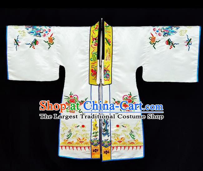 Chinese Ancient Taoist Priest Embroidered Dragon White Cassocks Traditional Taoism Vestment Costume