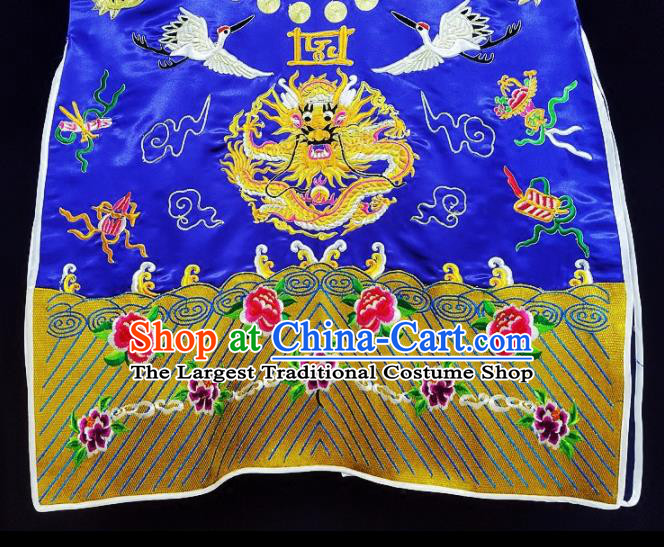 Chinese Ancient Taoist Priest Embroidered Crane Peony Royalblue Cassocks Traditional Taoism Vestment Costume