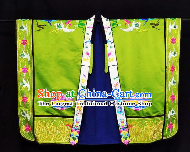 Chinese Ancient Taoist Priest Embroidered Cloud Crane Green Cassocks Traditional Taoism Vestment Costume