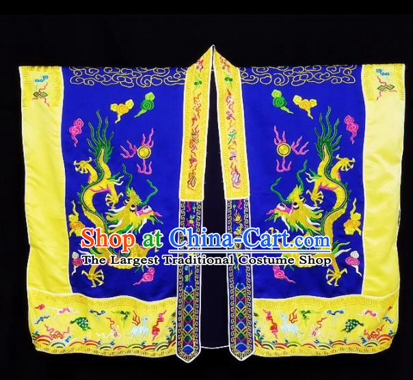 Chinese Ancient Taoist Priest Embroidered Round Dragons Royalblue Cassocks Traditional Taoism Vestment Costume